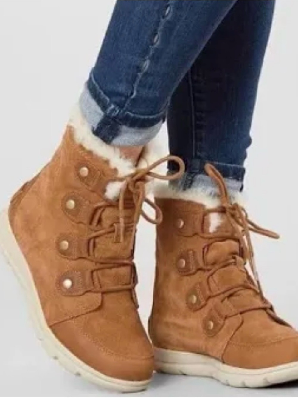 SOREL Explorer Joan Boot Lace Up Waterproof 8.5 Suede Leather Bootie Winter Snow